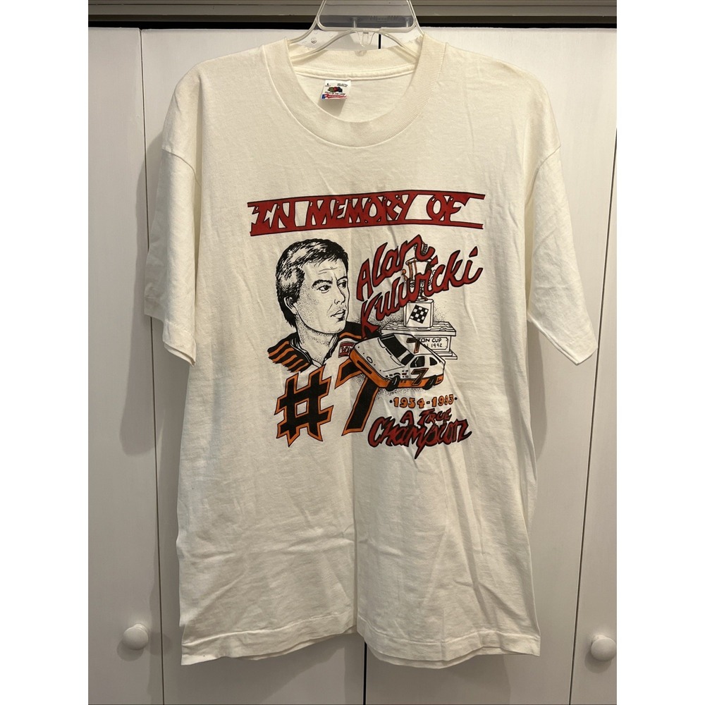 VTG 90s In Memory Of Alan Kulwicki #7 NASCAR T-Shirt,‎ Single Stitch MADE IN USA